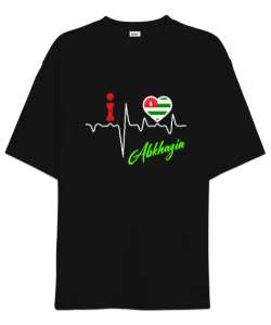 Abhazya,Abhazya Bayrağı,abkhazia,abkhazia flag. Siyah Oversize Unisex Tişört