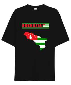 Abhazya,Abhazya Bayrağı,abkhazia,abkhazia flag. Siyah Oversize Unisex Tişört