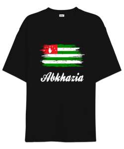 Abhazya,Abhazya Bayrağı,abkhazia,abkhazia flag. Siyah Oversize Unisex Tişört