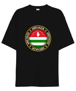 Abhazya,Abhazya Bayrağı,abkhazia,abkhazia flag. Siyah Oversize Unisex Tişört