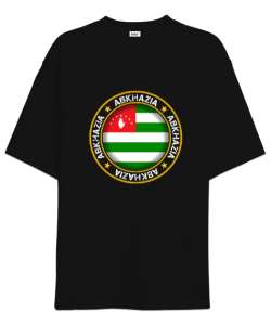 Abhazya,Abhazya Bayrağı,abkhazia,abkhazia flag. Siyah Oversize Unisex Tişört