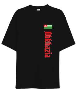 Abhazya,Abhazya Bayrağı,abkhazia,abkhazia flag. Siyah Oversize Unisex Tişört