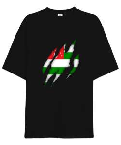 Abhazya,Abhazya Bayrağı,abkhazia,abkhazia flag. Siyah Oversize Unisex Tişört