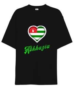 Abhazya,Abhazya Bayrağı,abkhazia,abkhazia flag. Siyah Oversize Unisex Tişört