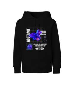 Abstract Siyah Çocuk Unisex Hoodie Kapüşonlu