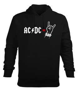 AC DC Rock Blu V3 Siyah Erkek Kapüşonlu Hoodie Sweatshirt