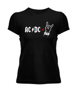 AC DC Rock Blu V3 Siyah Kadın Tişört