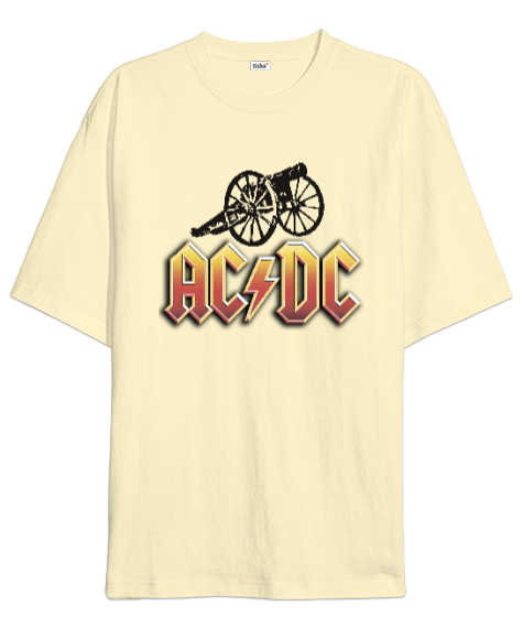 AC DC Rock Blu V4 Krem Oversize Unisex Tişört