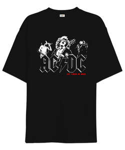 AC DC Rock Blu V4 Siyah Oversize Unisex Tişört