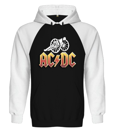 AC DC Rock Blu V4 Siyah/Beyaz Orjinal Reglan Hoodie Unisex Sweatshirt