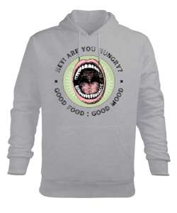 Aç mısın ? Güzel yemek Güzel mod yemek sevenler özel tasarım Gri Erkek Kapüşonlu Hoodie Sweatshirt