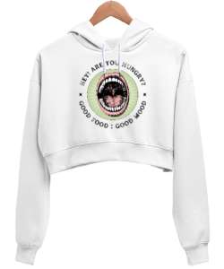 Aç mısın ? Güzel yemek Güzel mod yemek sevenler özel tasarım Beyaz Kadın Crop Hoodie Kapüşonlu Sweatshirt