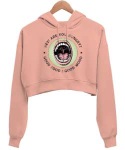 Aç mısın ? Güzel yemek Güzel mod yemek sevenler özel tasarım Yavru Ağzı Kadın Crop Hoodie Kapüşonlu Sweatshirt