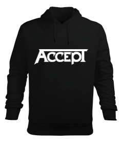 Accept Heavy Metal Baskılı Siyah Erkek Kapüşonlu Hoodie Sweatshirt