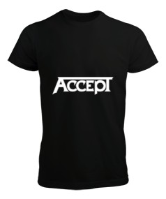 Accept Heavy Metal Baskılı Siyah Erkek Tişört