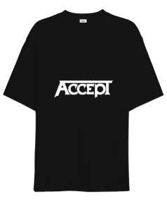 Accept Heavy Metal Baskılı Siyah Oversize Unisex Tişört