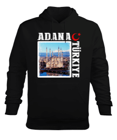 adana şehir,Türkiye,Türkiye bayrağı. Erkek Kapüşonlu Hoodie Sweatshirt