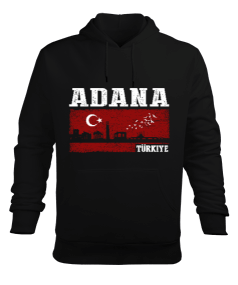 adana şehir,Türkiye,Türkiye bayrağı. Erkek Kapüşonlu Hoodie Sweatshirt