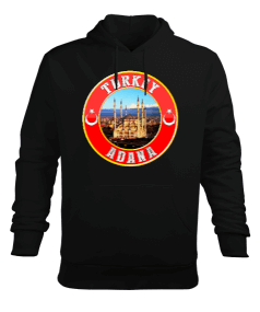 adana şehir,Türkiye,Türkiye bayrağı. Erkek Kapüşonlu Hoodie Sweatshirt