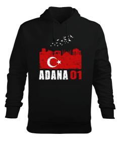 adana şehir,Türkiye,Türkiye bayrağı. Erkek Kapüşonlu Hoodie Sweatshirt