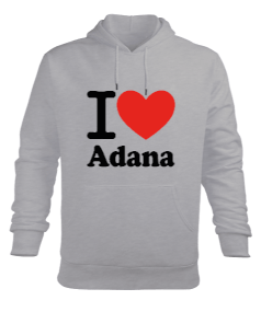 Adana seviyorum yazısı Erkek Kapüşonlu Hoodie Sweatshirt