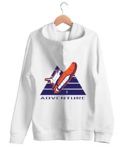 ADVENTURE Beyaz Unisex Kapşonlu Sweatshirt