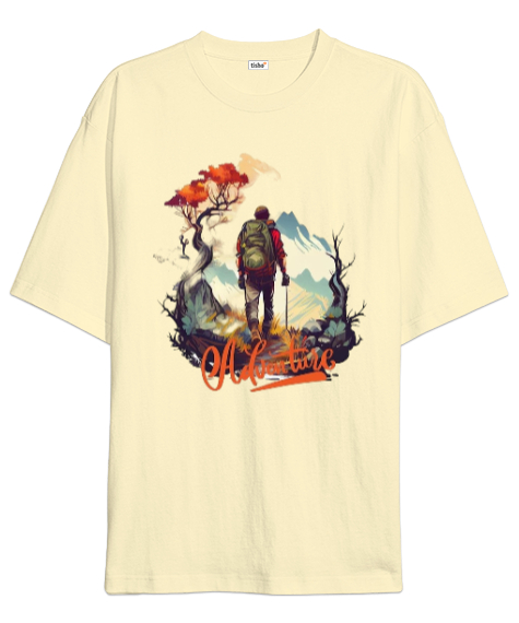 Tisho - Adventure Krem Oversize Unisex Tişört