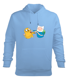 Adventure Time Sweatshirt Erkek Mavi Erkek Kapüşonlu Hoodie Sweatshirt