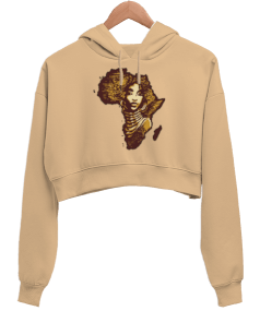 African Woman Kadın Crop Hoodie Kapüşonlu Sweatshirt