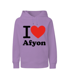 Afyon seviyorum baskılı kız Çocuk Unisex Hoodie Kapüşonlu