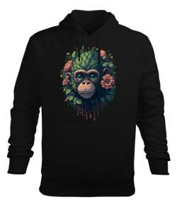 Ağaç kabuğu maymunu Siyah Erkek Kapüşonlu Hoodie Sweatshirt