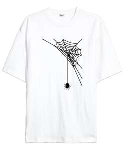 Ağından Sarkan Örümcek - Spider Beyaz Oversize Unisex Tişört