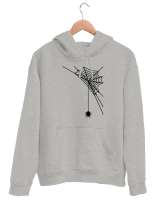 Ağından Sarkan Örümcek - Spider Gri Unisex Kapşonlu Sweatshirt - Thumbnail