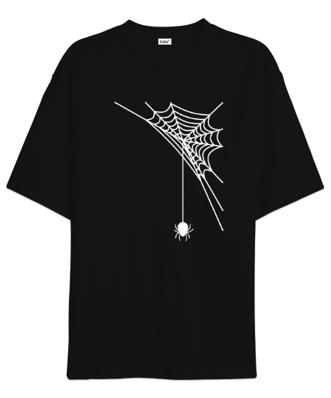 Tisho - Ağından Sarkan Örümcek - Spider Siyah Oversize Unisex Tişört