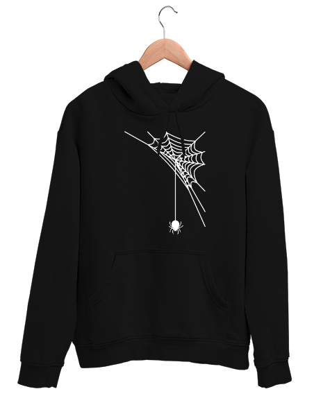 Tisho - Ağından Sarkan Örümcek - Spider Siyah Unisex Kapşonlu Sweatshirt