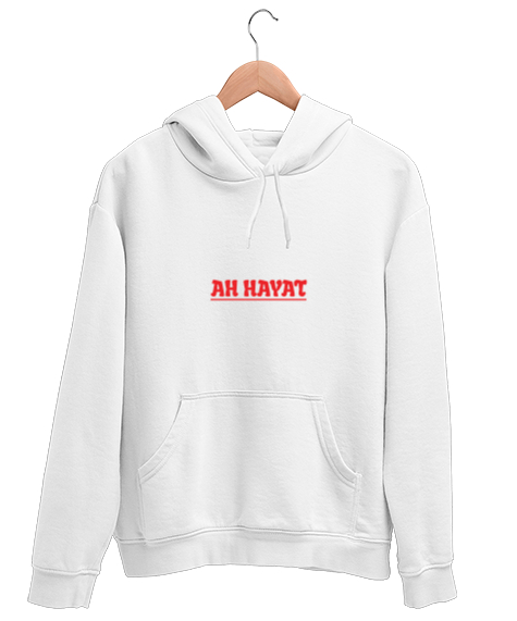 Tisho - AH HAYAT Beyaz Unisex Kapşonlu Sweatshirt