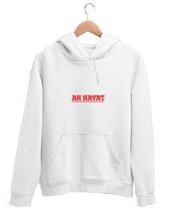 AH HAYAT Beyaz Unisex Kapşonlu Sweatshirt