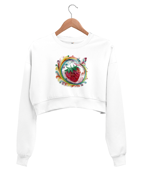 Tisho - AIDesigns Beyaz Kadın Crop Sweatshirt