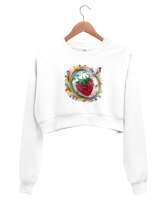 AIDesigns Beyaz Kadın Crop Sweatshirt - Thumbnail