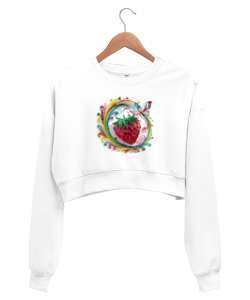 AIDesigns Beyaz Kadın Crop Sweatshirt