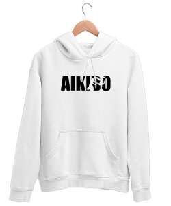 Aikido - Japon Savunma Sporu Beyaz Unisex Kapşonlu Sweatshirt