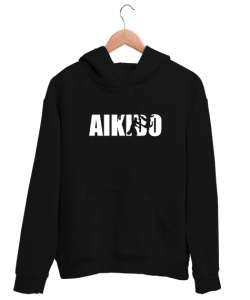 Aikido - Japon Savunma Sporu Siyah Unisex Kapşonlu Sweatshirt