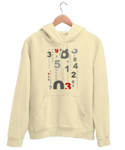 Akan Rakamlar - Numbers Krem Unisex Kapşonlu Sweatshirt