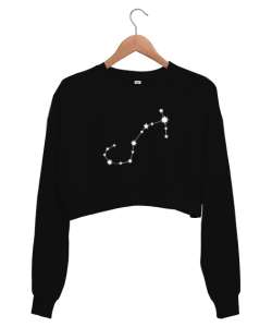 Akrep Burcu Takım Yıldızı Siyah Kadın Crop Sweatshirt