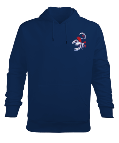 Akrep Desenli Kapüşonlu Sweatshirt - Lacivert Erkek Kapüşonlu Hoodie Sweatshirt