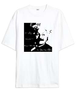 Albert Einstein Beyaz Oversize Unisex Tişört