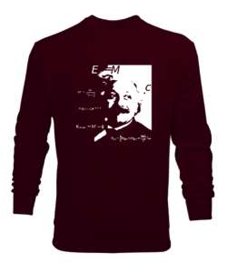 Albert Einstein Bordo Erkek Sweatshirt