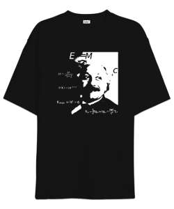 Albert Einstein Siyah Oversize Unisex Tişört