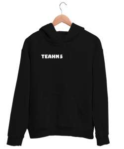 Alev tasarımlı kolu Siyah Unisex Kapşonlu Sweatshirt