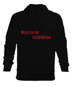 Alfa-Siyah Tişört Erkek Kapüşonlu Hoodie Sweatshirt